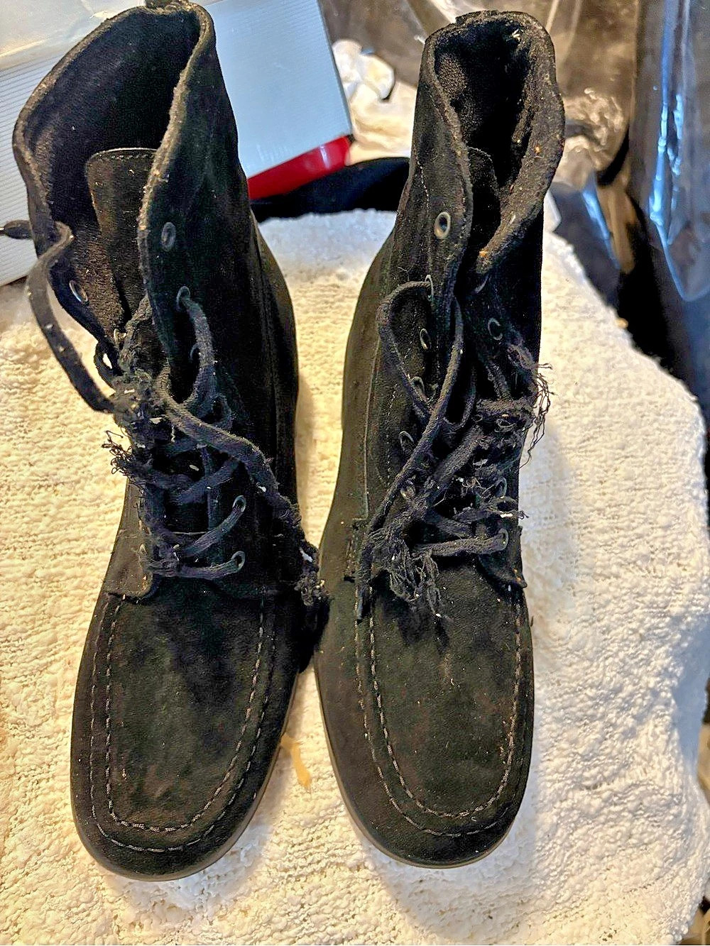 Talbots Setti Black Suede Lace-Up Booties US 9.5 N